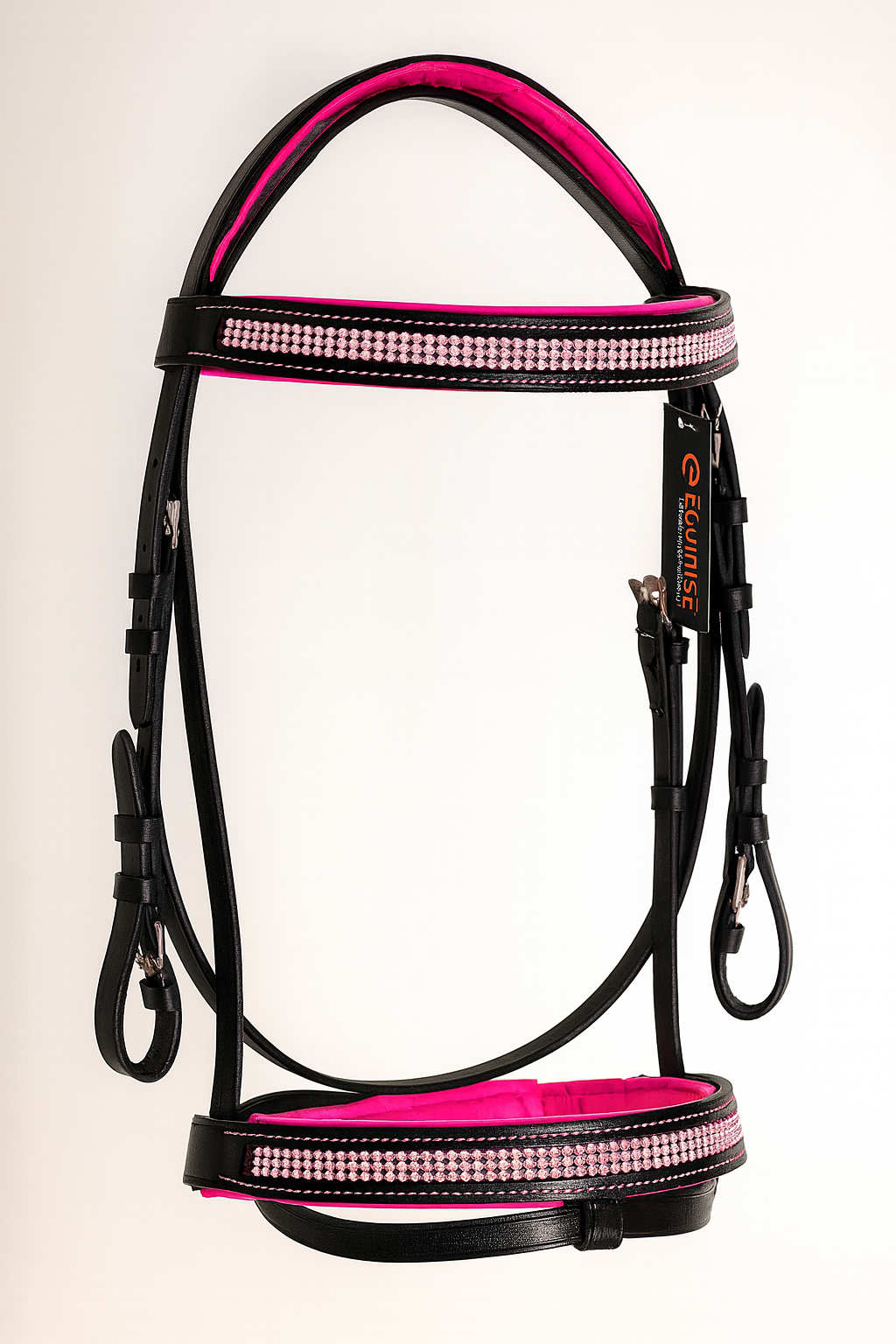 EquiPride Rose Crystal Comfort Bridle – Black & Hot Pink Padded Elegance EquiPride Rose Crystal Comfort Bridle – Black & Hot Pink Padded Elegance