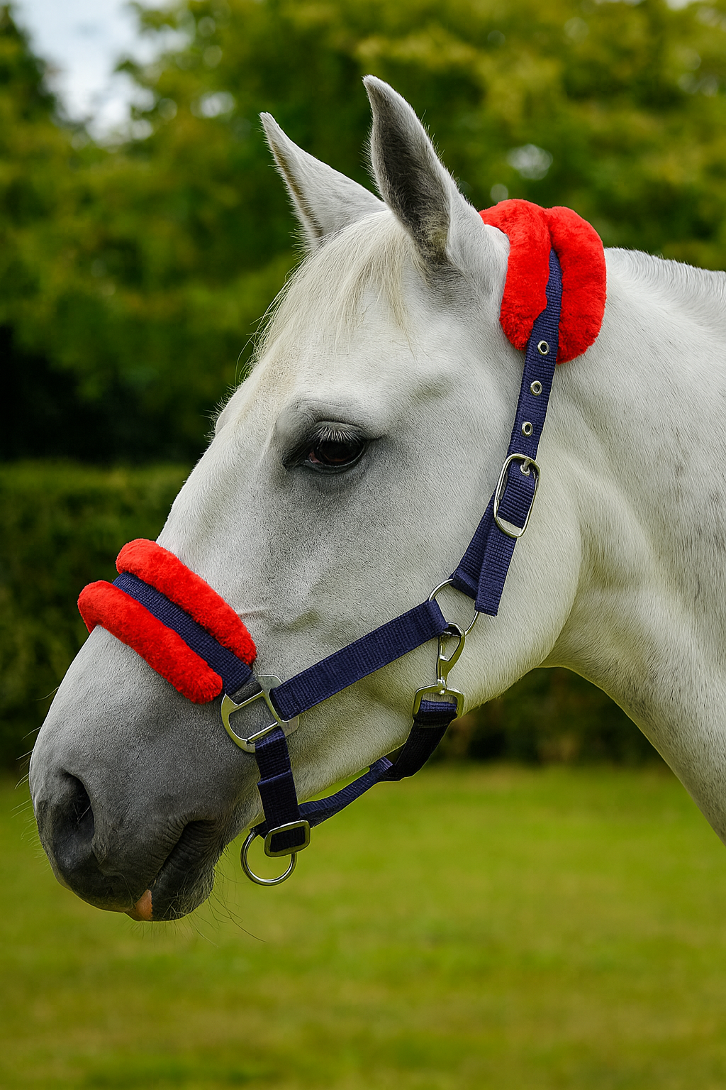 Hy Equestrian Two-Tone Padded Faux Fur Headcollar Hy Equestrian Two-Tone Padded Faux Fur Headcollar