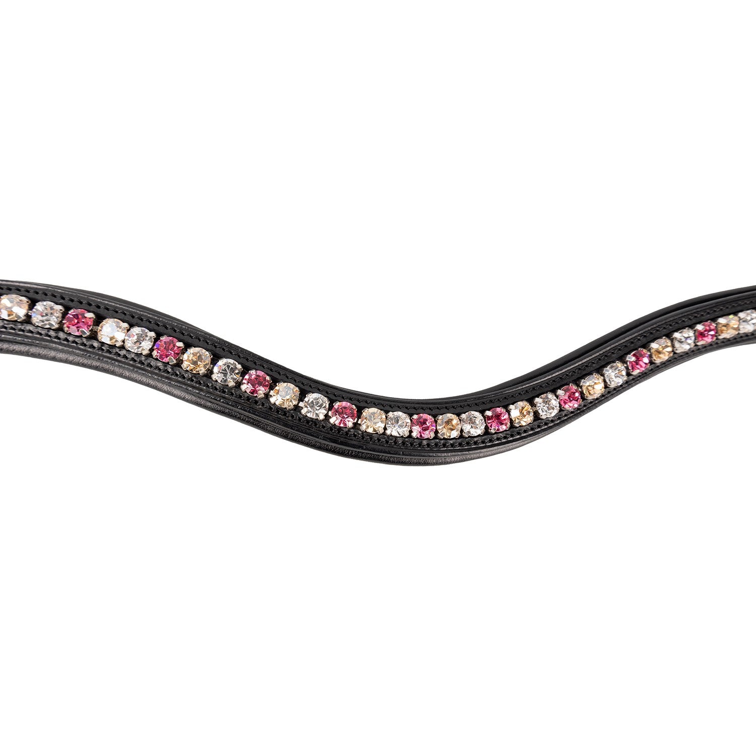 ProPresicce Signature Curved Diamante Browband by Hy Equestrian with Pink/Silver/Taupe Diamantes ProPresicce Signature Curved Diamante Browband by Hy Equestrian with Pink/Silver/Taupe Diamantes