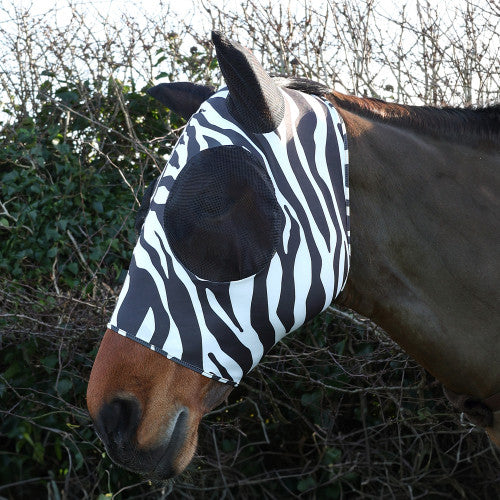 Hy Equestrian Lycra Zebra Print Fly Mask Hy Equestrian Lycra Zebra Print Fly Mask