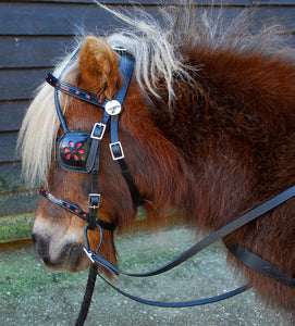 Windsor Miniature Leather Driving Harness – Patent Trim with Red Detailing
